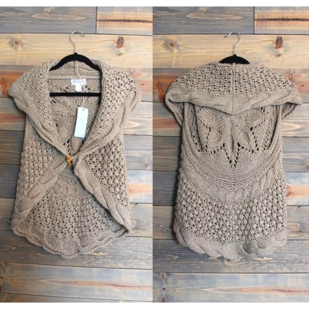 Mud Pie Open-Front Cable-Knit Sweater